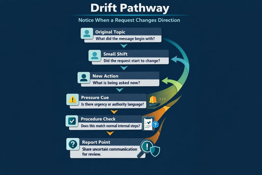 Drift Pathway information protection diagram with lock icon and text on a dark background