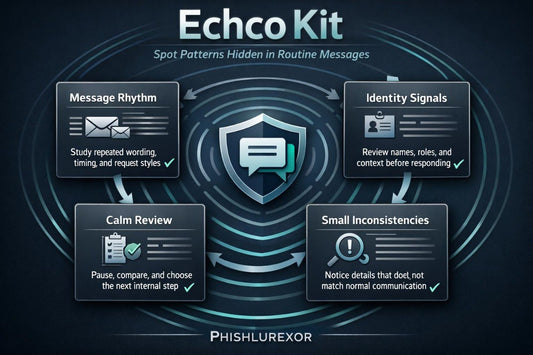 Echo Kit information protection diagram with lock icon and text on a dark background