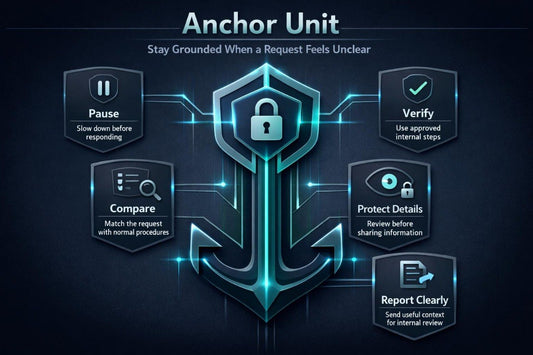 Anchor Unit information protection diagram with lock icon and text on a dark background