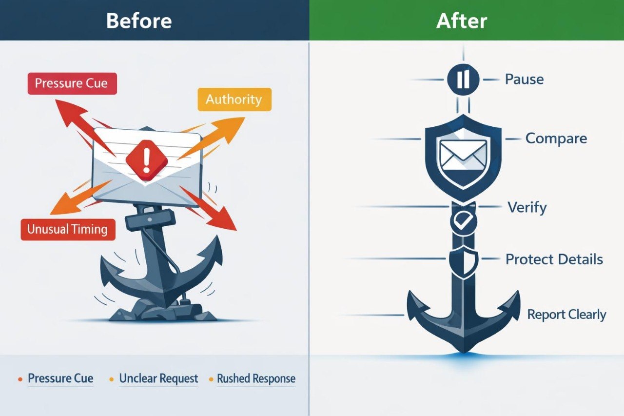 Comparison of 'Before' and 'After' design of a report layout with improved readability and clarity.