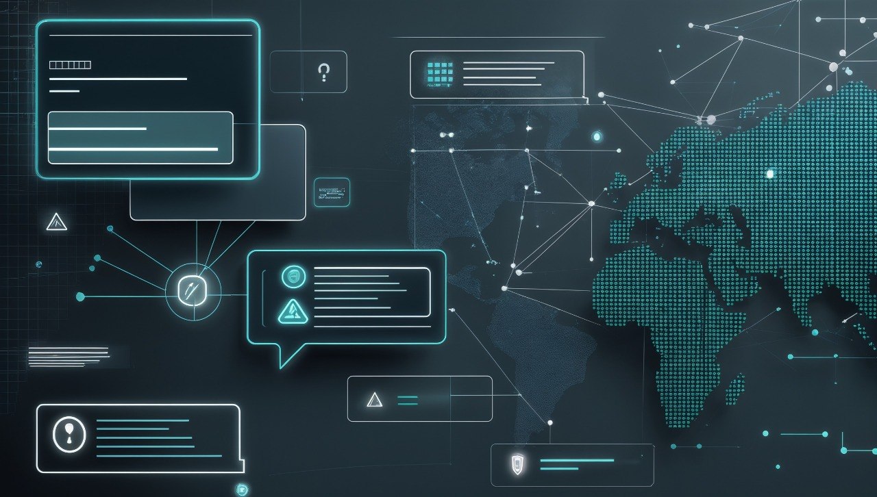 Technical diagram with various elements on a grid background