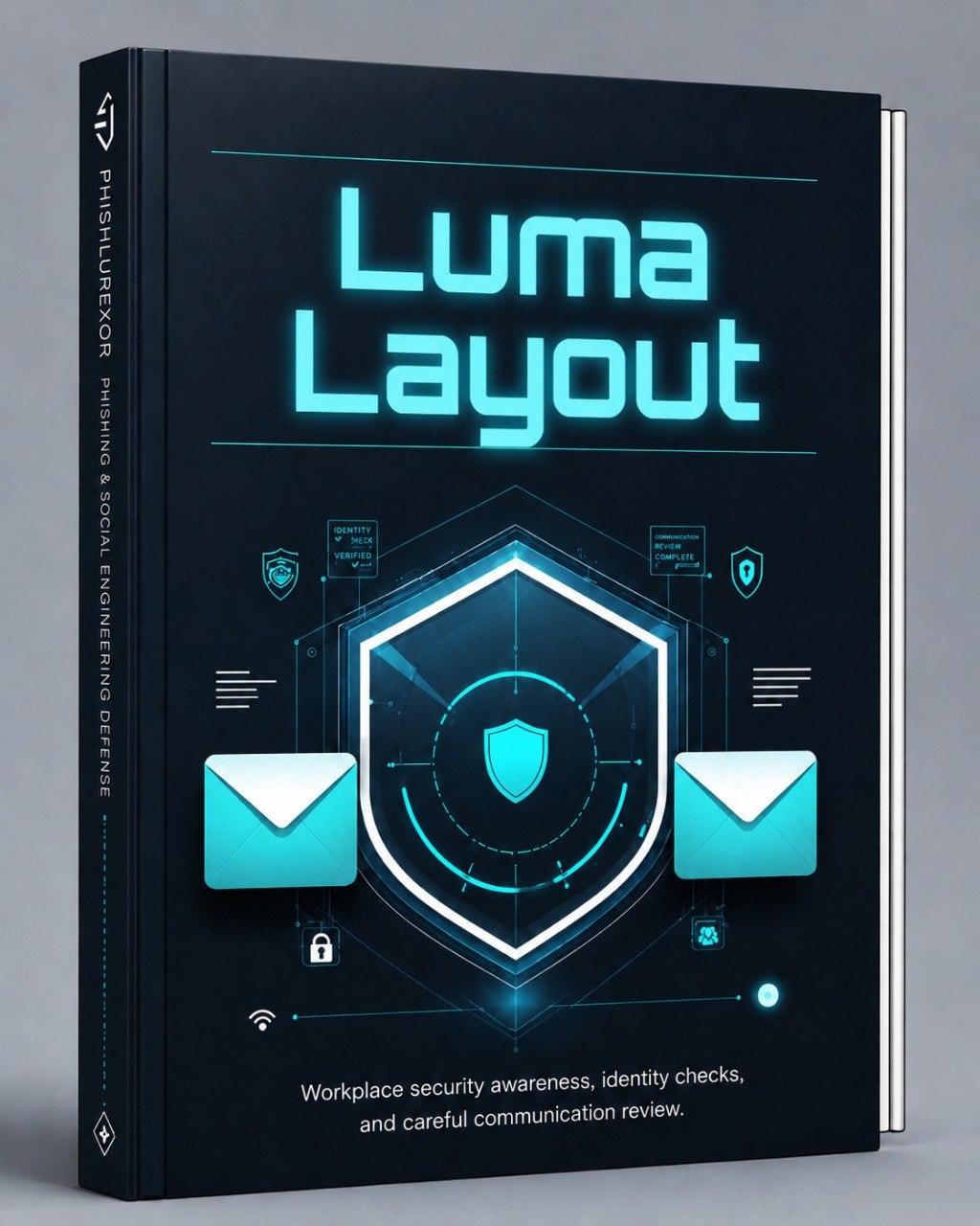 3D illustration of stacked geometric shapes with 'Luma Layout' text on a dark background