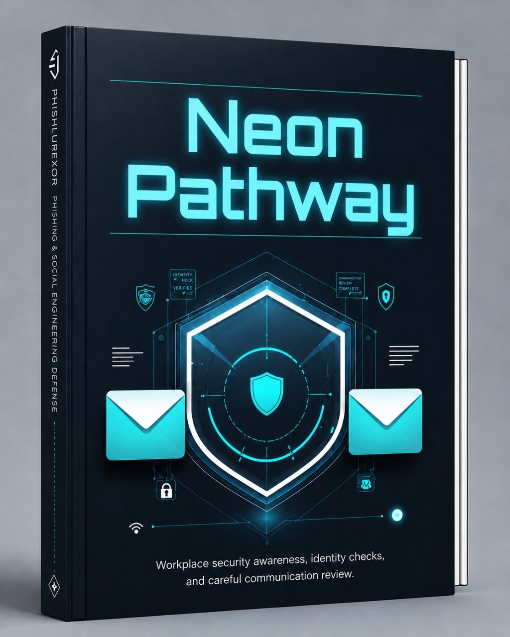 3D illustration of stacked geometric shapes with 'Neon pathway" text on a dark background