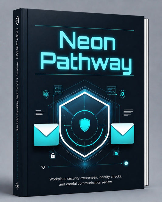 3D illustration of stacked geometric shapes with 'Neon pathway" text on a dark background
