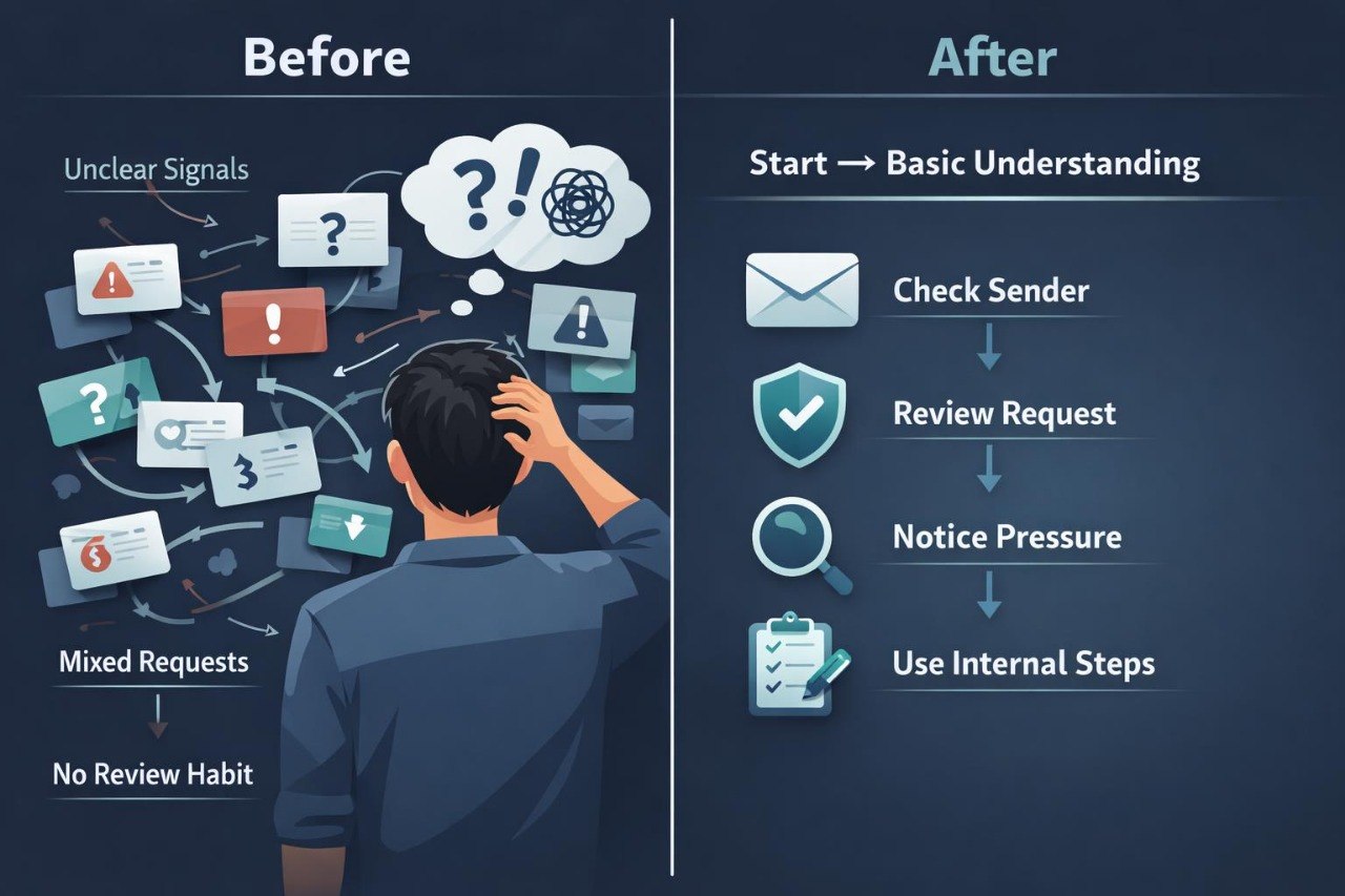 Comparison of 'Before' and 'After' design of a report layout with improved readability and clarity.